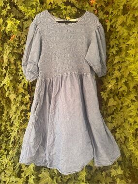 Women’s plus denim  Smocked Bodice Dress